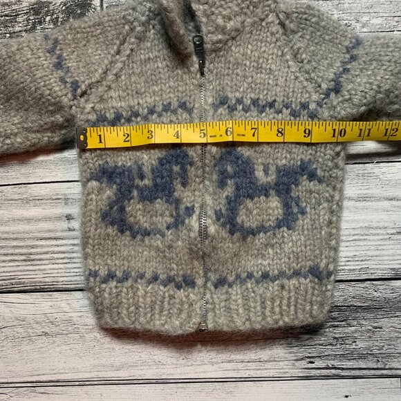 Vintage Chunky Hand Knit Cowichan Sweater Full Zip Cardigan Sweater - Picture 8 of 8